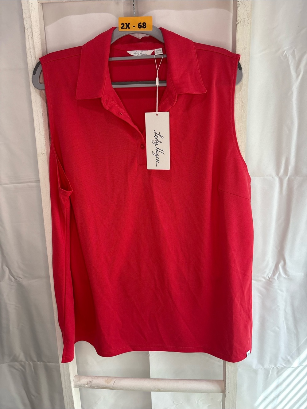 Lady Hagen Red Sleeveless Polo Tank